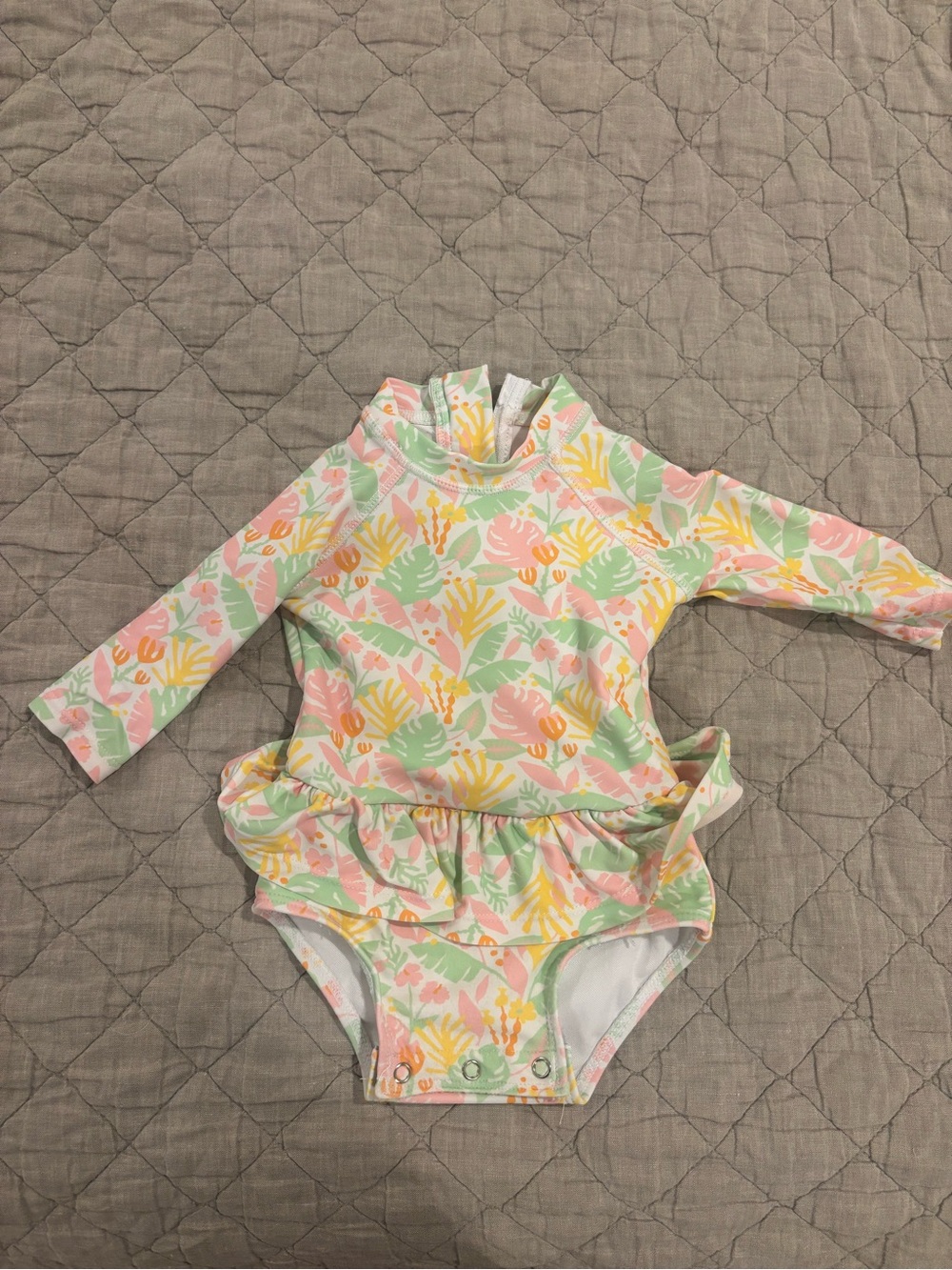 Kids Long-Sleeve Ruffle One-Piece Swimsuit in Pastel Floral